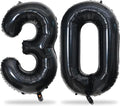 Black Number 30 Balloons, 40 Inch Black Mylar Foil Number 3 & 0 Balloons by Lingqiang