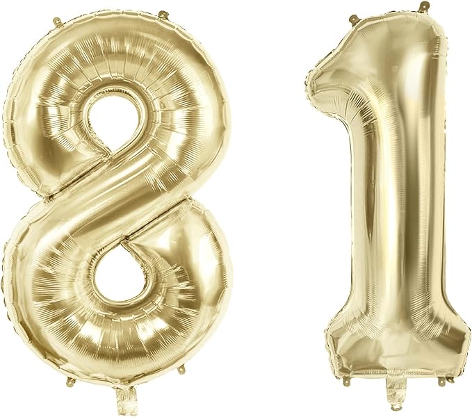 Number 81 Balloons for 81st Birthday Party Decorations, 40 Inch 0-100 by Joycard