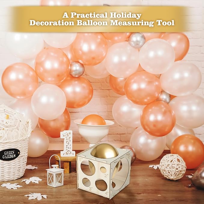 Wood Balloon Sizer Cube, 2-10'' Foldable Balloon Measure Box Tool, 9holes - Image 5