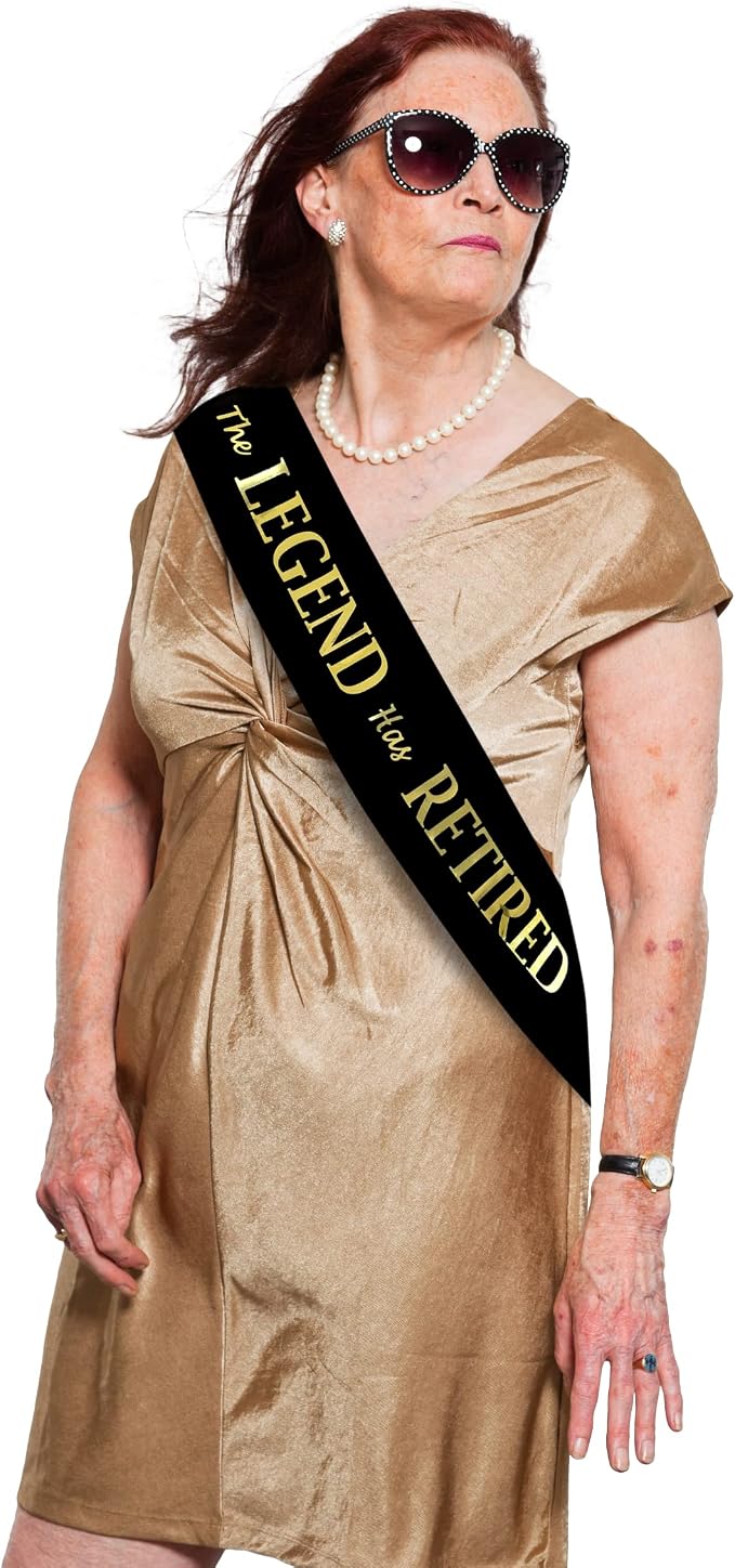 The Legend Has Retired Sash – Elegant Black and Gold Foil Legendary Sash - Image 4