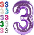 Purple Number 3 Balloon 40 inch, Balloon numbers party supplies, deco photo by Upgesy