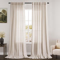 Beige Linen Back Tab Curtains 96 Inches Long by Nanspring