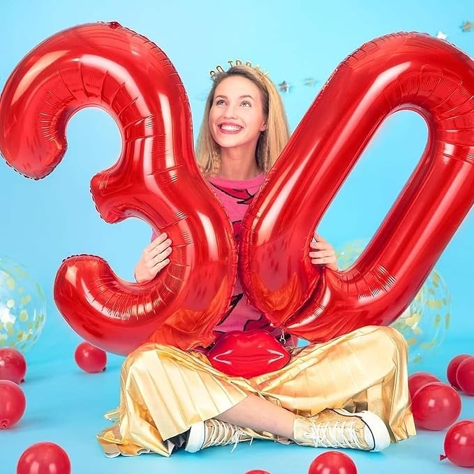 40 Inch Red 28 Balloons Giant Number 28 Balloons Red 28 Birthday Balloons 28th - Image 7
