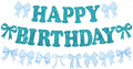 Glitter Lake Blue Bow Happy Birthday Banner Pre-Strung Happy Birthday by RICHHHA