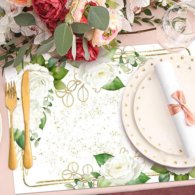 Paper Placemats Disposable 50 Pack Flower Placemat Disposable Place Mats 16 x - Image 4
