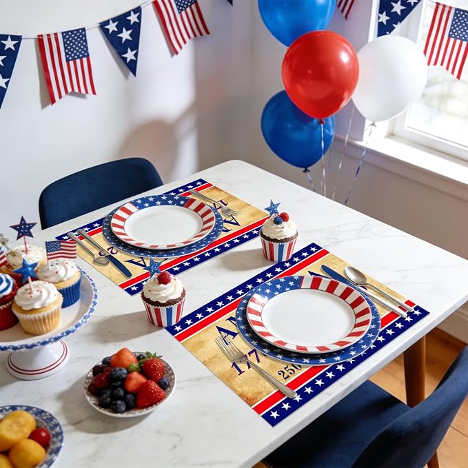 50Pcs Patriotic Paper Placemats Disposable 11x16 Inch Vintage Table Mats | - Image 6