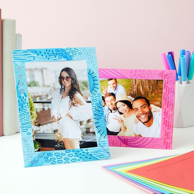 Juvale Picture Frame Craft Kit - 5x7 in, 30-Piece Multi-Color Set - Paper & Cardboard DIY Picture Frames with Easel Backs - Paintable Classroom & Wedding Photo Display