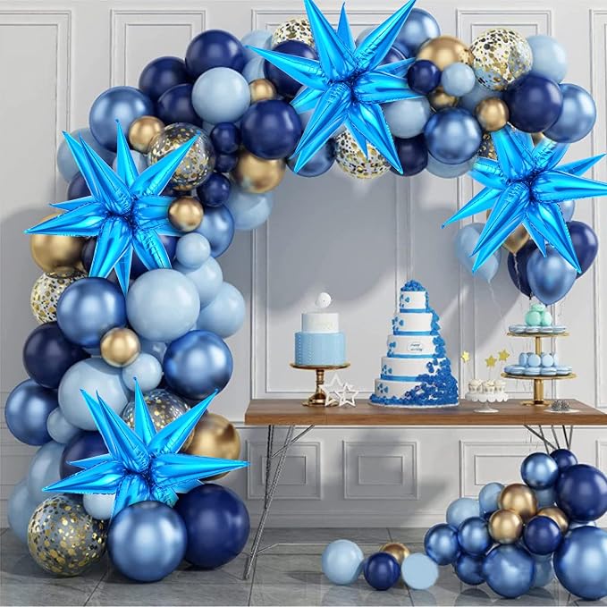 Blue Star Balloons, 12 Point Large Spike Mylar Balloon - Image 2