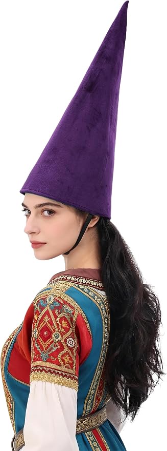 Medieval Pointed Cone Hat Renaissance Dwarf Elf Headwear - Image 2