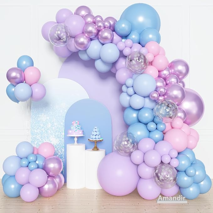 Amandir 153pcs Pink Purple Blue Balloons Arch Garland Kit Different Sizes | 18 by Amandir