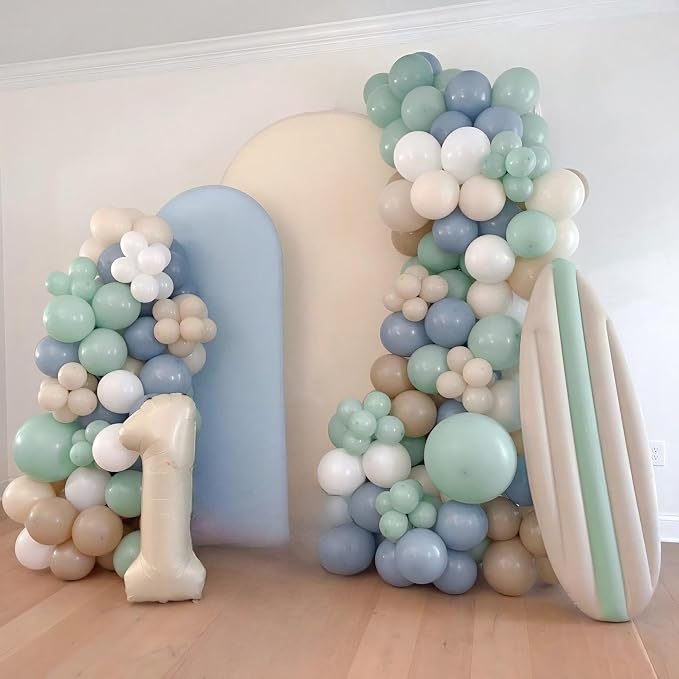 Sage Green Blue Beige Balloons 12inch Boho Birthday Baby Bridal Shower Dino | - Image 2