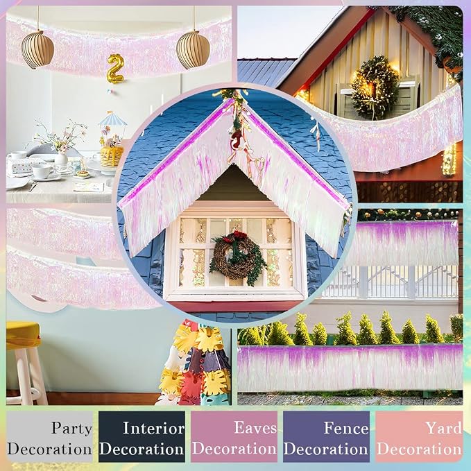 Premium Iridescent Fringe Tinsel Garland - Image 6