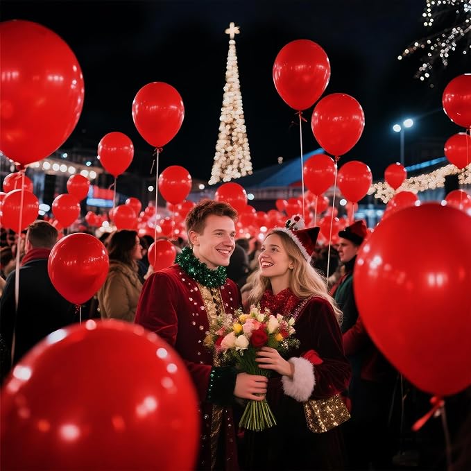 Red Balloon 110pcs, 12 Inch Thickened Red Latex Helium Balloons - Image 7