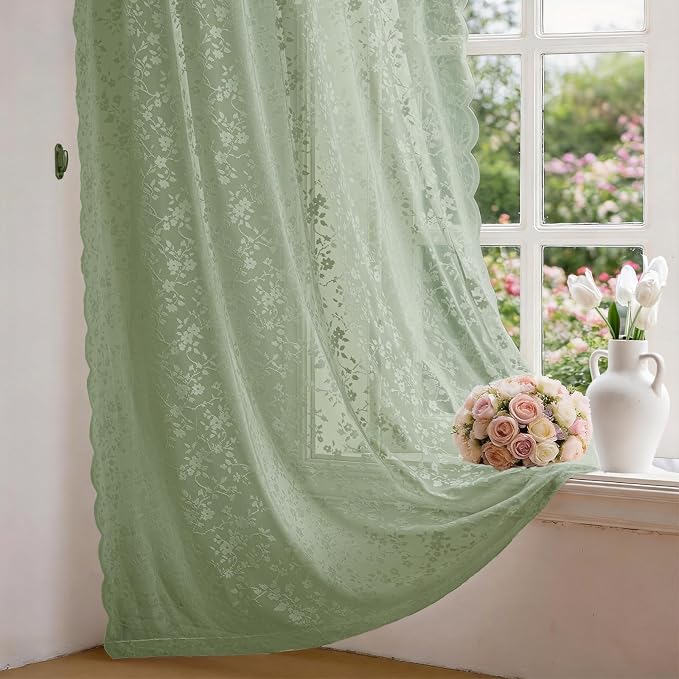 Anmao Vintage Lace Sheer Curtains 84 Inches Long - Image 8