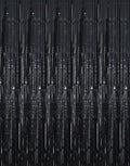 GOER 3.2 ft x 9.8 ft Black Photo Backdrop Party Streamers for Halloween,Birthday Party,1 Pack Black Metallic Tinsel Foil Fringe Curtains Party Decorations Wedding Decor