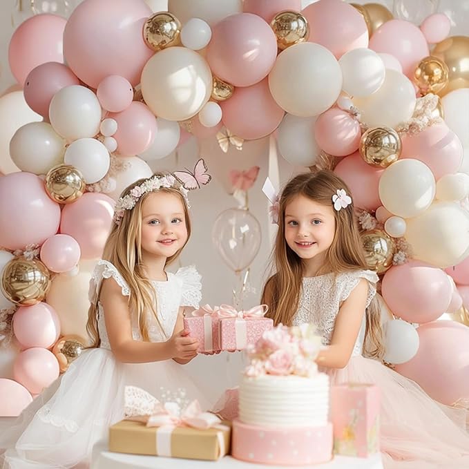 Pink Beige White Balloons Arch Kit, Sand White, Different Size | Latex Balloons - Image 5