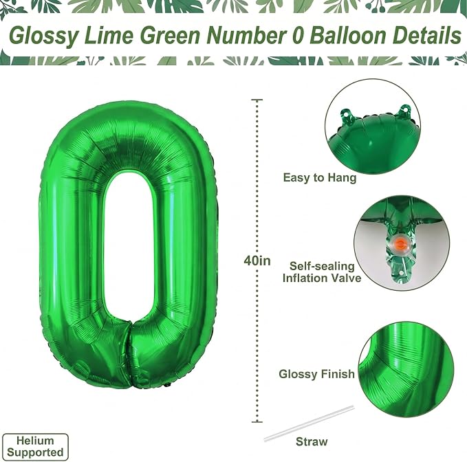 Green Number 20 Balloon 40 Inch, Shiny Foil Duo - Image 4