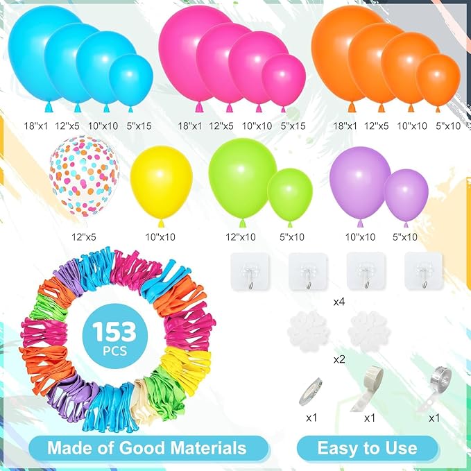 Amandir 153pcs Summer Tropical Balloon Arch Garland Kit Different Sizes 18 12 - Image 2