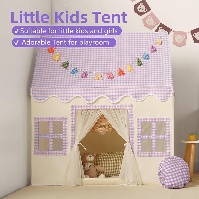 Kids Play Tent Indoor: Mat, Tassel Garland - Image 4