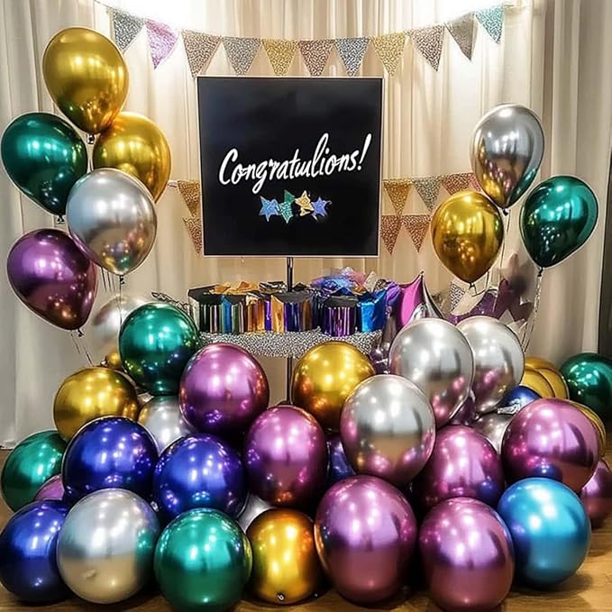 300 Pcs Metallic Chrome Balloons 12 Inch Colorful Party Balloon - Image 3
