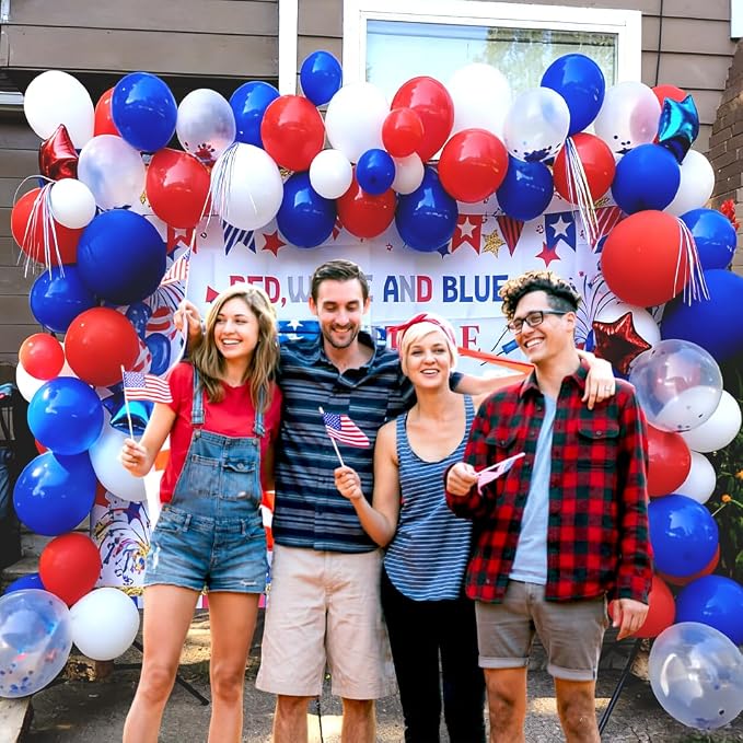 100pcs Red White and Blue Latex Balloons 12 Inch 4th of July Balloons - Image 3