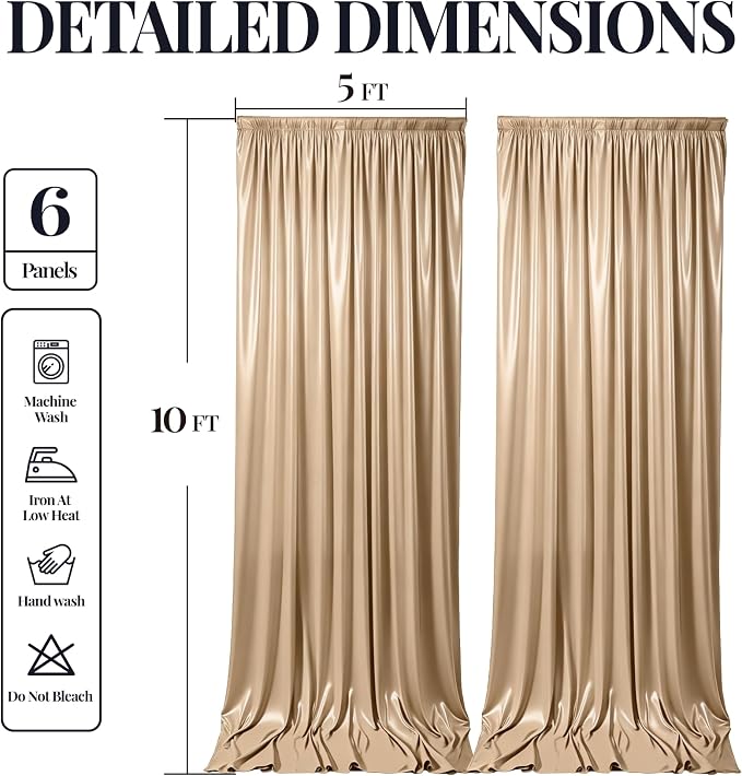 30x10ft Champagne Gold Glitter Backdrop Curtain - Image 9