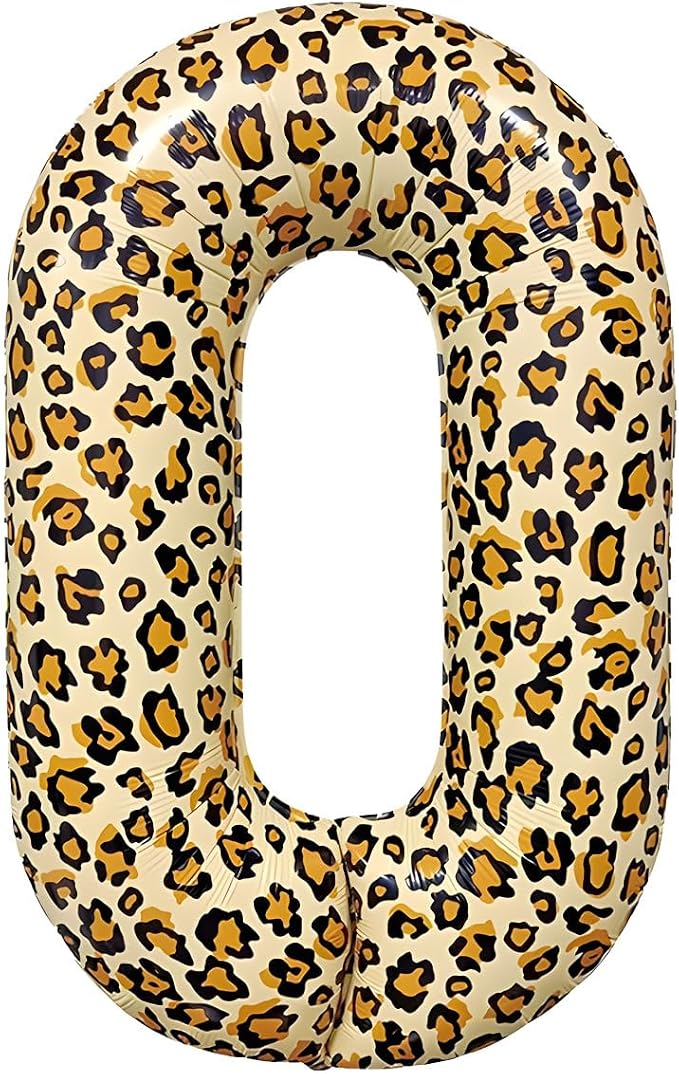 40Inch Large Leopard Print Number 0 Foil Balloons Cheetah 0th Wild One First by Unknown