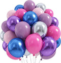 Pink Purple Blue Balloons 12 Inch 50 Pcs Royal Dark Purple Metallic Blue Dusty by Froova