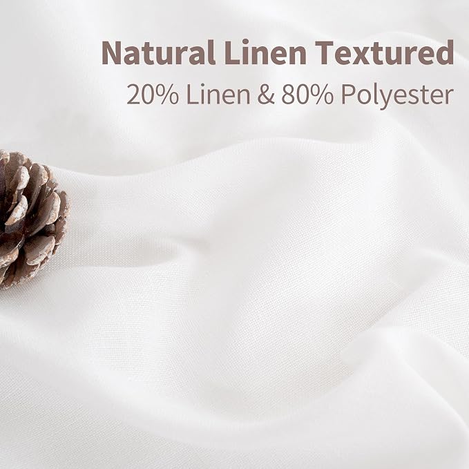 YoungsTex White Linen Semi Sheer Curtains 45 Inches Length - Image 5