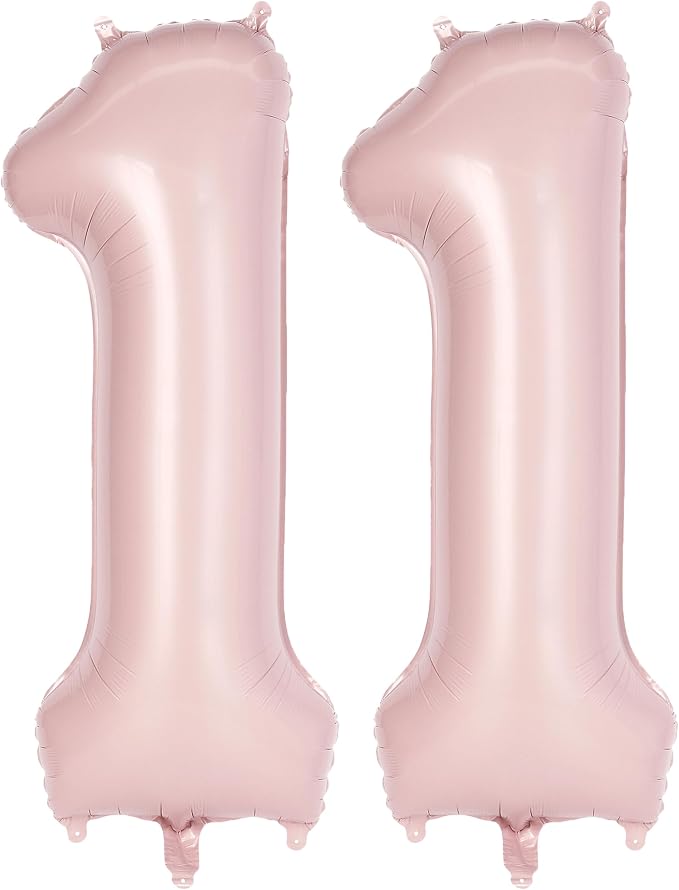 Light Pink Number 11 Balloon, 40 Inch Giant Mylar Number Balloons, Large Foil by AIQINHU