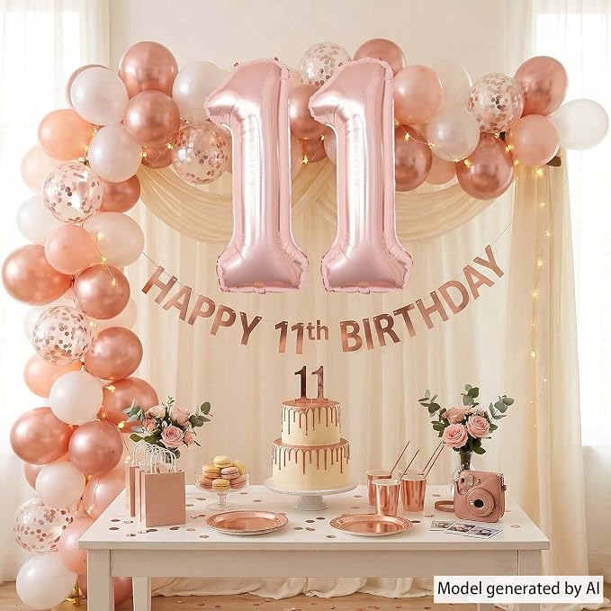 Rose Gold Number 11 Balloon 40 Inch, Blush Twin Foil - Image 3