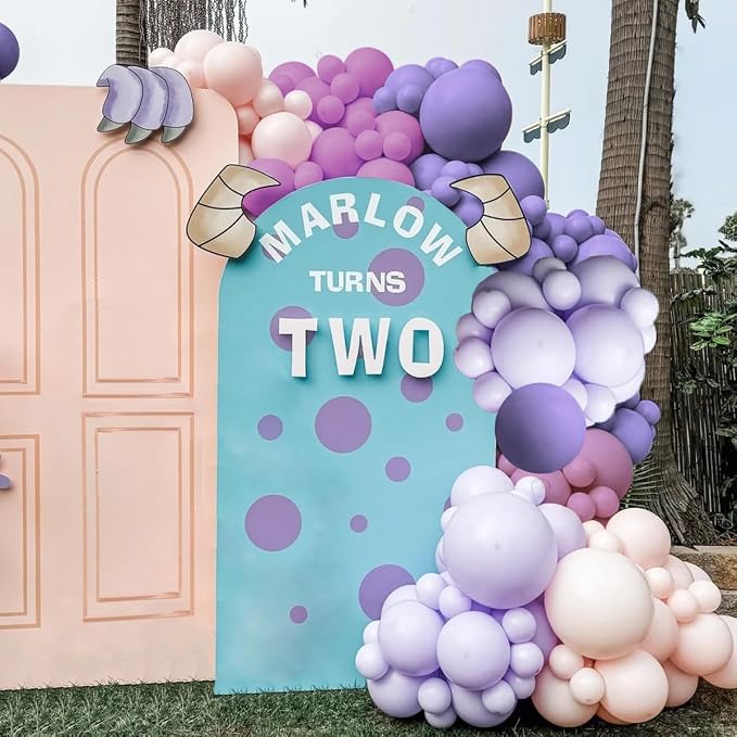 Boho Dusty Purple and Pastel Orange Balloon Garland Arch Kit - Image 7