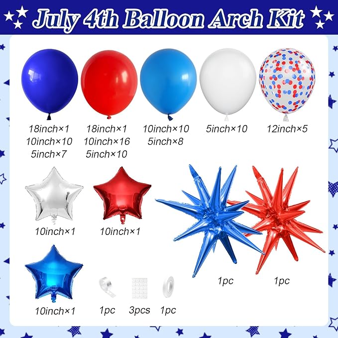 Red White and Blue Balloons Garland Arch Kit - Image 2