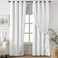 100% Blackout Curtains for Bedroom, Double Layer White Curtains, Room Darkening by Swandream