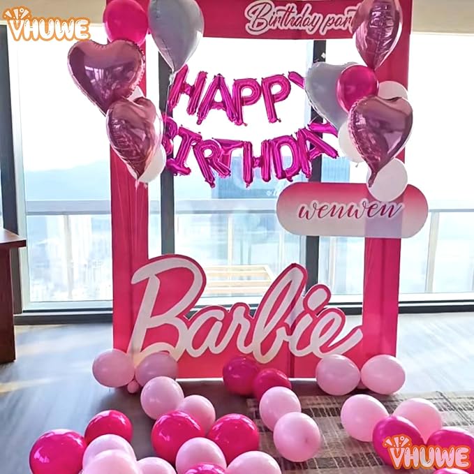 16 Inch Happy Birthday Balloon, Hot Pink Happy Birthday Balloons Banner - Image 6