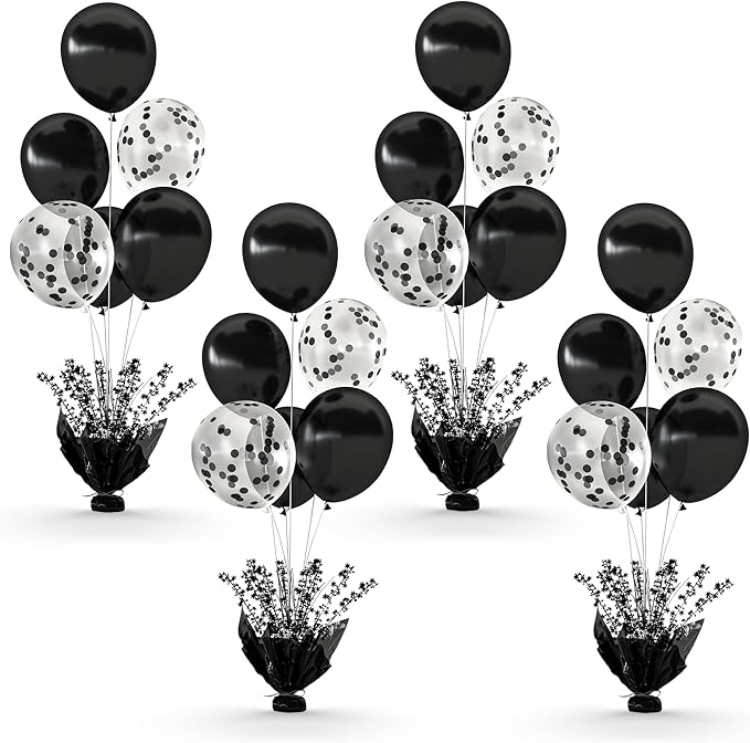 4 Set Black Table Balloons Foil Spray Centerpiece by Suppromo
