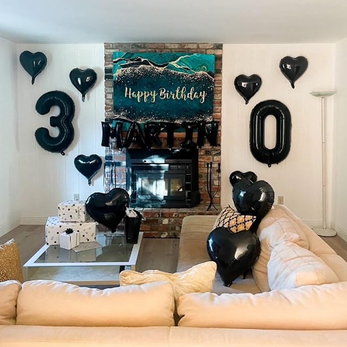 Biapian Foil Heart Balloons Black, Valentines Balloons 18inch Black Foil Balloon - Image 4