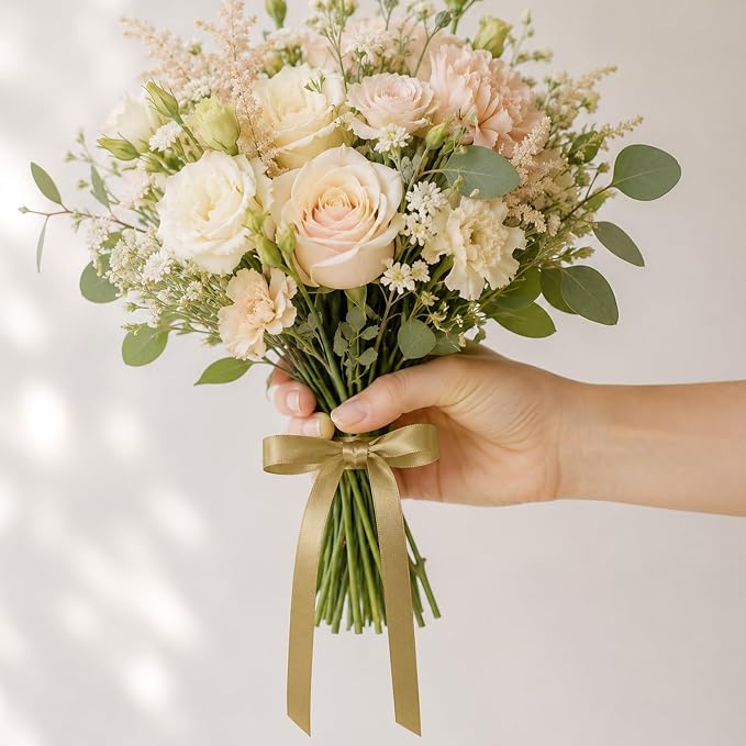 3/8In 30Yards Thin Gold Ribbon for Gift Flower Bouquet Graduation Christmas | - Image 7