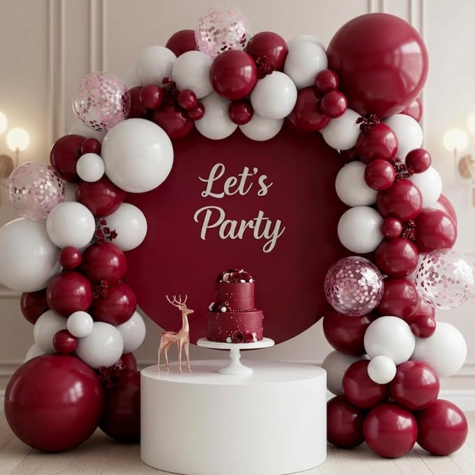 RUBFAC Burgundy Balloons 87pcs Different Sizes 18 12 10 5 Inches, Maroon Latex - Image 5