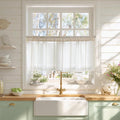 Sutuo Home Ivory Boho Curtain 52W x 18L inch White Striped Light Filtering by SutuoHome