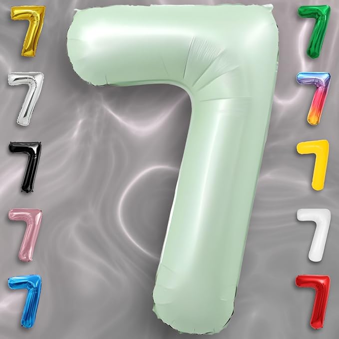 Green Number Balloon 7 Mylar Foil Balloons 32 inch - Image 2