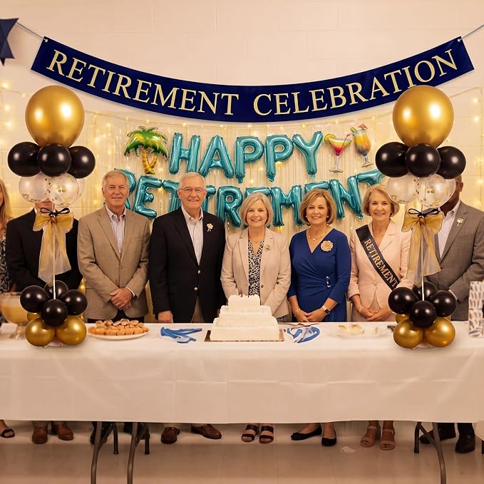 Hollowfly 2 Sets Retirement Party Decorations Black and Gold Balloon Stands - Image 6