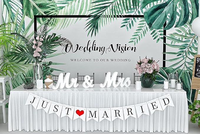 VIOPVERY Wooden Mr & Mrs Wedding Sign - Image 7