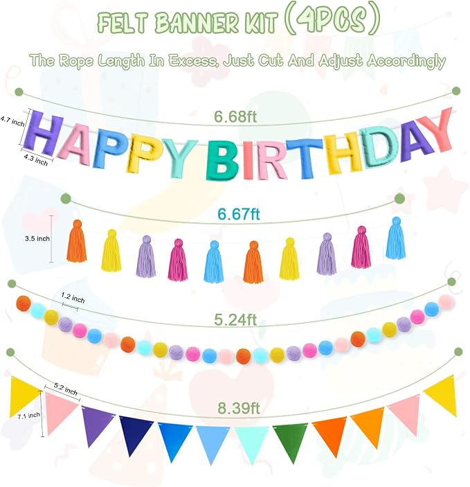 4PCS Pre-Strung Happy Birthday Banner - Image 3