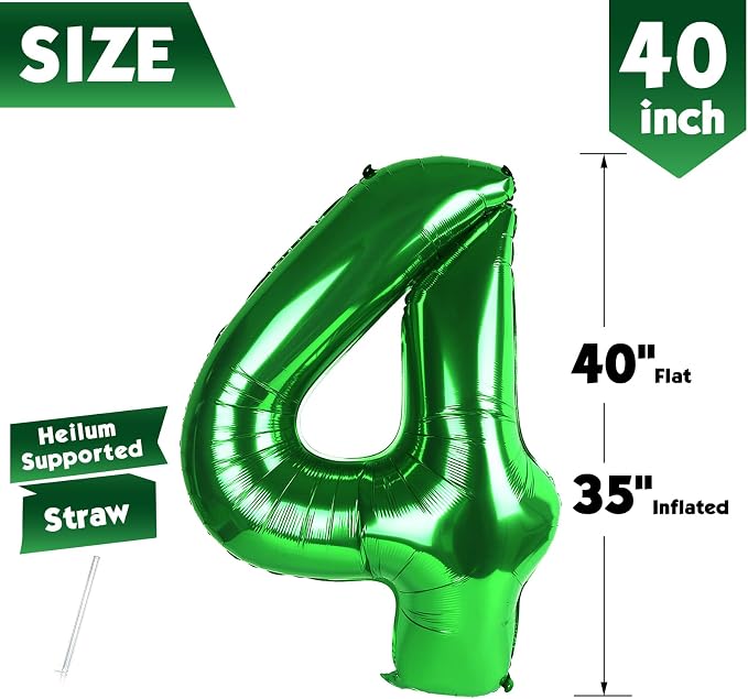 40 Inch Green Number 4 Balloon Birthday Party Decorations - Image 5