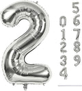 Silver Number Balloons, 40 inch Large Number 2 Foil Helium Balloons by Lingqiang