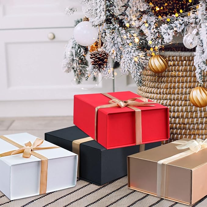 LIFELUM Gift Box 13.5''x10''x4'' Large Black Gifts Boxes with Magnetic Lids Luxury Birthday Gift Box for Groomsman Proposal Gifts Contains Card, Ribbon, Filler