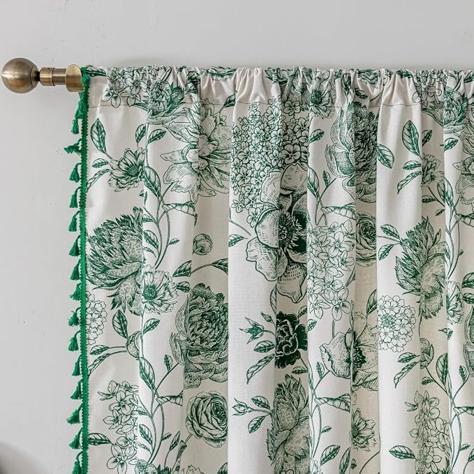 F-CHU Bohemian Curtains for Bedroom 63 Inch Length French Country Floral Drapes - Image 4