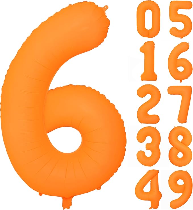 Orange Birthday Number 6 Balloon 40 inch Fluorescent Orange Number 6 | Helium by Exquisitehighqualitypartydecorationstomeetyoureveryneed%EF%BC%81