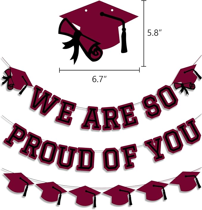 We Are So Proud Of You Banner Graduation Party Decorations Congrats Grad Cap - Image 2
